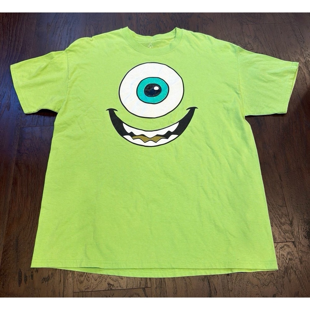 Disney UnisexT Shirt Green Monsters Inc Mike Eye